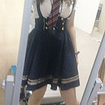 Closeup cumshot by anime-ish high school girl uniform crossdresser