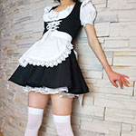 Masturbation by japanese black mini maid costume crossdresser